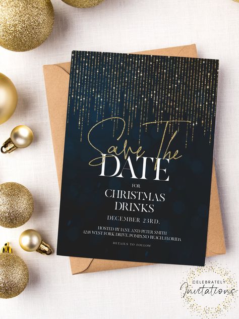 "Save The Date Christmas Party Invitation Editable Template Holiday Christmas Sparkle Invite Printable Instant Download At Celebrately Invites, these do it yourself Save the Date's are simple and easy to use. You can edit and print our editable Save the Date, saving money and time. Our DIY Save the Date's come as an INSTANT DOWNLOAD making them great for letting your guests know there is an important date for them to remember. We know these Save the Date's will add a special touch to your party. Save The Date Christmas Party, Safe The Date, Christmas Save The Date, Festive Aesthetic, Diy Save The Date, Christmas Invitation Card, Christmas Invite, Christmas Party Invite, Diy Save The Dates