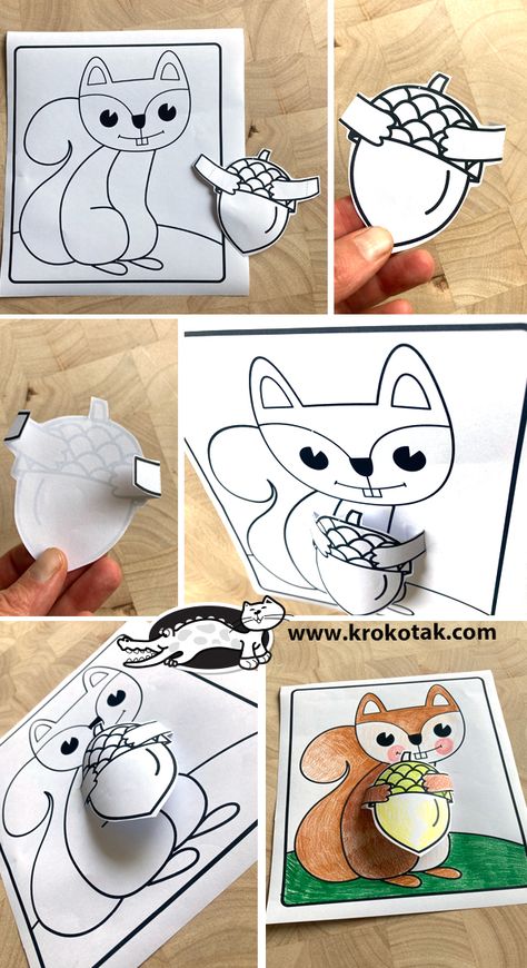 krokotak | 3D SQUIRREL and ACORN Hedgehog Crafts For Toddlers, Squirrel Crafts Preschool, Squirrel Crafts For Kids, Squirrel Crafts, 3d Squirrel, Squirrel Craft, Lamb Craft, Hedgehog Craft, Squirrel Art