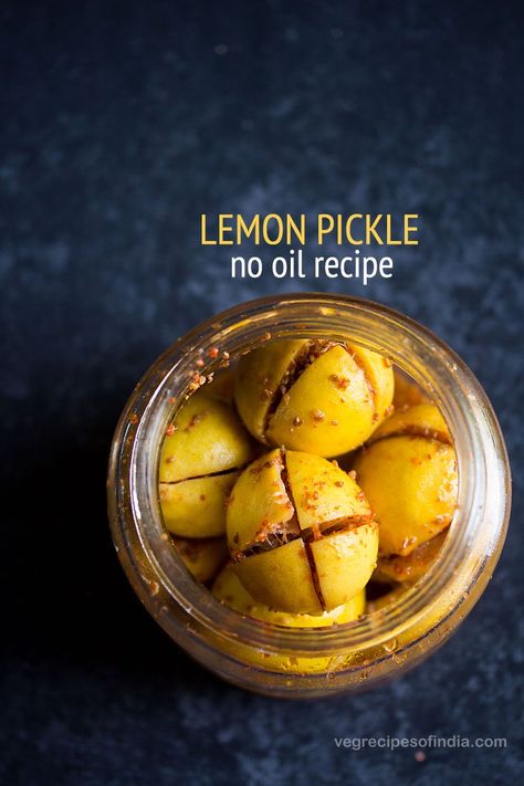 lemon pickle recipe with step by step photos – spiced and a tangy condiment is this 4 ingredient lemon pickle which is super easy to make. #lemonpickle Lemon Pickle Recipe, Indian Pickle Recipe, Pickle Mango Recipe, Easy Pickle, Pickle Recipes Homemade, Vegetarian Sandwich Recipes, Lemon Pickle, Lime Pickles, Mango Pickle