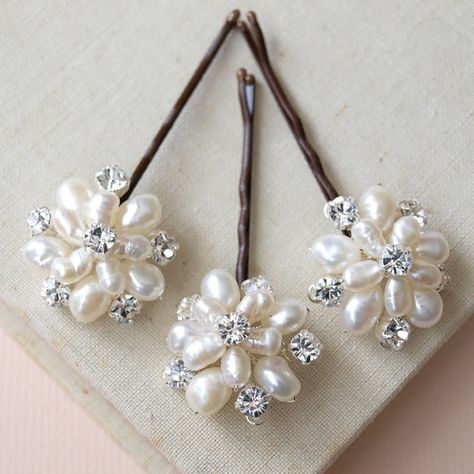 Delicate Wedding Jewelry, Pearl Hair Pin Wedding, Floral Headpiece Wedding, Bridal Hair Pins Pearl, Hair Pins Wedding, Bead Hair Accessories, Handmade Silver Jewellery, Rhinestone Hair Pin, Bridesmaid Hair Accessories