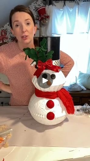 Do you wanna build a snowman? ⛄�️ I am making a snowman out of Dollar Tree bowls!! | snowman, bowl | Do you wanna build a snowman? ⛄️ I am making a snowman out of Dollar Tree bowls. | By The Celebration Co. | Facebook Snowmen Ideas, Snowman Centerpiece Ideas Diy Christmas, Fish Bowl Snowman How To Make, Snowman Fish Bowl, Centerpieces Made From Gallon Cans Snowman Christmas, Dollar Tree Fish Bowl Snowman, Make A Snowman, Build A Snowman, Dollar Tree