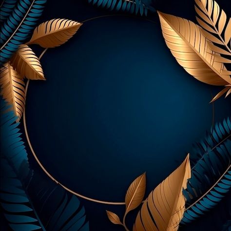 A blue and gold background with a frame ... | Premium Photo #Freepik #photo #gold-background #gold-leaf #background-design #leaf-banner Blue And Gold Background, Leaf Banner, Framed Leaves, Background Gold, Photo Gold, Golden Leaf, Landscape Mode, Leaf Background, Gold Background