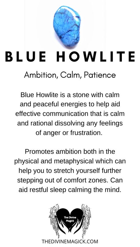 Blue Howlite Meaning, Blue Howlite Crystal Meaning, Howlite Crystal Meaning, Stone Meanings, Best Healing Crystals, Howlite Crystal, Blue Howlite, Wiccan Spell Book, Crystal Guide