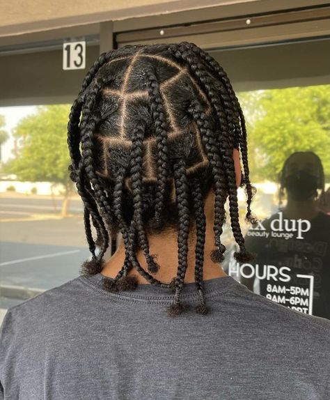 Male Box Braids Hairstyles, Mens Box Braids Short, Braids For Men Box Braids, Thick Box Braids Men, Men Large Box Braids, Jim Jones Braids, Black Guys Braids, Medium Plaits Box Braids Men, Mixed Guy Hairstyles Braids