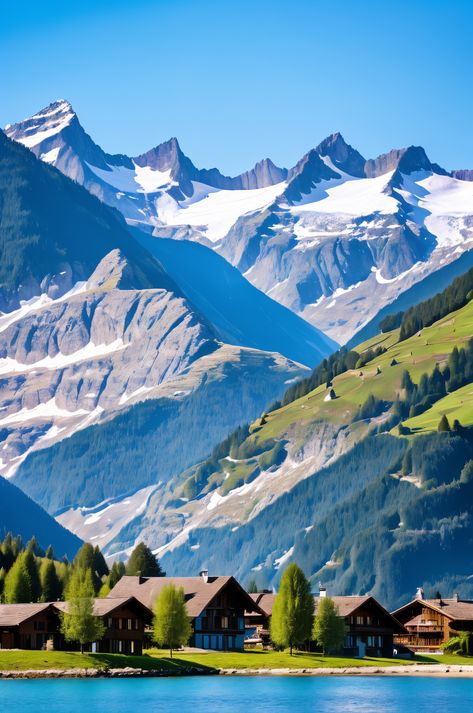 Experience the magic of the Swiss Alps. Explore idyllic villages, soak in hot springs, and hike through canyons. #SwissAlps #Travel Switzerland Travel Photography, Alaska Painting, Alps Travel, Natural Hot Spring, Alps Switzerland, Dream Escape, Board Pictures, Alpine Village, Vision Board Pictures