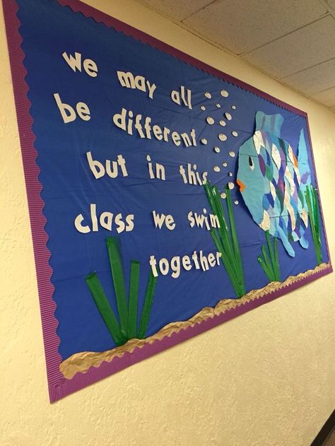 Rainbow Fish Bulletin Board, Fish Bulletin Boards, Bulletin Boards Ideas, The Rainbow Fish, Summer Bulletin Boards, Ocean Theme Classroom, Teacher Bulletin Boards, Boards Ideas, Ideas For Teachers