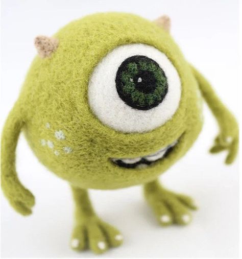 Monster University's Mike Needle Felting Figure DIY Kit Felt Monster, Felt Craft Projects, Needle Felting Diy, Wool Animals, Needle Felting Tutorials, Needle Felting Kits, Needle Felting Projects, Monster University, Wool Projects