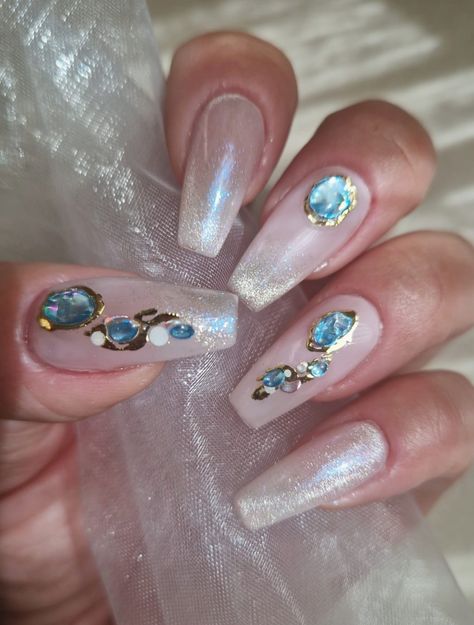 Waterdrop nails 💦💦💦 🤍 🩵 Waterdrop Nails, Water Drops, Nails