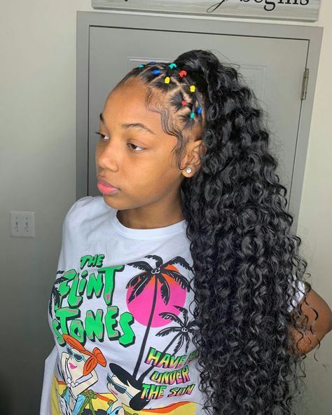 Follow:@miahpapayaaa for more pins Rubber Band Ponytail Hairstyles, Cute Easy Ponytails, Hair Thread, Rubber Band Ponytail, Band Hairstyles, Rubber Band Hairstyles, Weave Ponytail Hairstyles, Weave Ponytail, Ponytail Hairstyles Easy