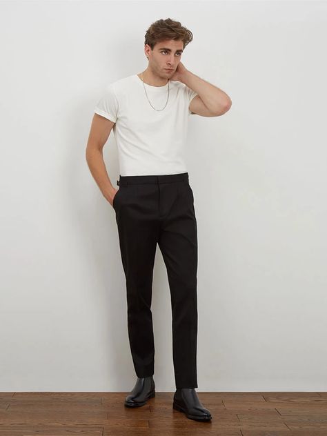 Men’s Black Trousers Outfit, Mens Fashion Minimal, Black Trousers Outfit Men, Black Trousers Outfit Man, Mens Ootd, Black Trousers Outfit, Trousers Outfit Men, Minimalist Winter Outfit, High Waisted Pants Outfit