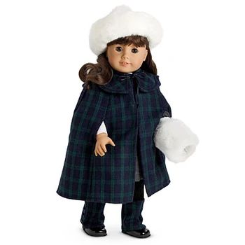 Samantha Outfits, Cloak Outfit, Cape Outfit, American Girl Doll Samantha, Plaid Capes, American Girl Doll Accessories, Black Watch Tartan, Pleasant Company, Elegant Hats