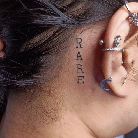 Rare Tattoo, Tattoo Names, Rare Tattoos, Behind The Ear Tattoo, Tattoo Behind Ear, Aura Quotes, 13 Tattoos, Small Hand Tattoos, Name Tattoos