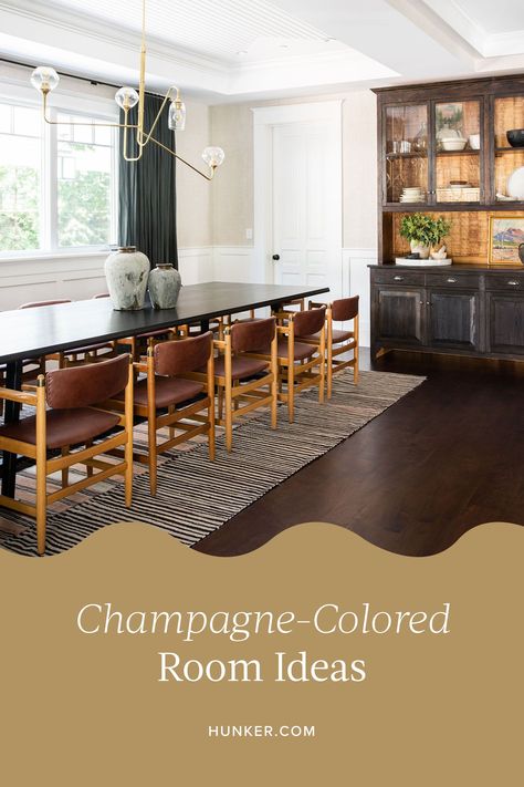 Take a peek at these champagne-colored walls. These buttery and beige tones are luxurious in an understated way, just like the drink, and can be incorporated with paint. #hunkerhome #champagne #champagnedecor #wallpaint #wallpaintcolorideas Champagne Wall Paint, Champagne Wall Color, Champagne Paint Color, Room Decor Bedroom Anime, Room Decor For Small Bedrooms, Champagne Decor, Rooms Decoration, Colored Walls, Emily Henderson Design