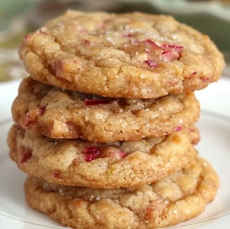 Rhubarb Brown Sugar Cookies, Rhubarb Biscotti, Brown Sugar Rhubarb Cookies Recipes, Rhubarb Cookies Oatmeal, Delicious Mrs Brown Recipes, Fresh Rhubarb Recipes, Recipes With Rhubarb, Brown Sugar Rhubarb Cookies, Sourdough Rhubarb Recipes