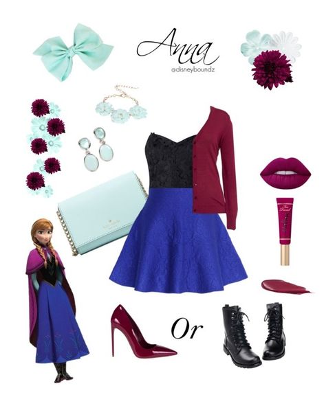 Anna by disneyboundz on Polyvore featuring polyvore, fashion, style, Basler, Lipsy, Chicwish, Miu Miu, Kate Spade, Rina Limor, Dettagli, Lime Crime, Disney, clothing, disney, disneybound, frozen, anna and annadisneybound Anna Frozen Aesthetic Outfit, Anna Frozen Disneybound, Frozen Disney Bounding, Anna Frozen Outfit Ideas, Princess Anna Disneybound, Anna Frozen Inspired Outfits, Anna Outfit Ideas, Anna Outfit, Jessie Disneybound