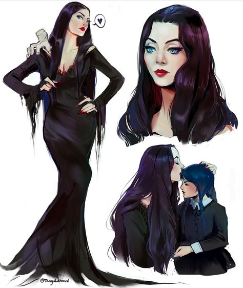 Wednesday Addams Mom, Wednesday And Morticia, Morticia And Wednesday Addams, The Addams Family Morticia, Wednesday Season 2, Morticia Wednesday, Goth Goddess, Percy Hynes White, Addams Family Wednesday