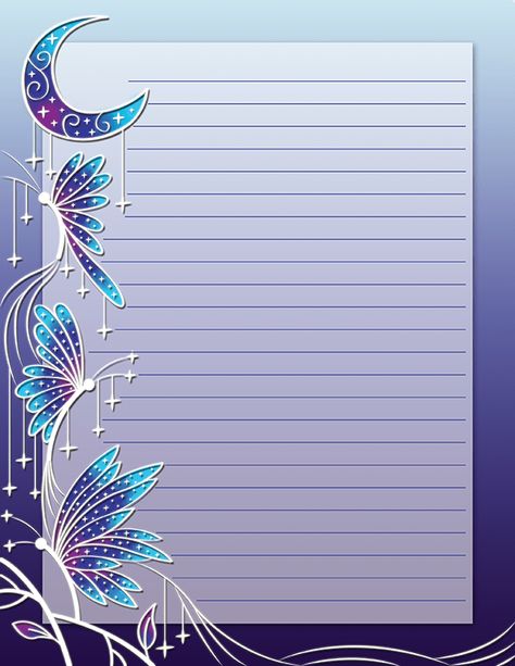 Free printable night time butterfly stationery in JPG and PDF formats. The stationery is available in lined and unlined versions. Download it at https://museprintables.com/download/stationery/night-time-butterfly/ Stationary Pages Printable, Page With Lines Printable, Homeschool Journaling, Penpal Printables, Free Printable Lined Paper, Stationary Printable Free, Animal Stationery, Wall Paper Ideas, Free Printable Stationery Paper