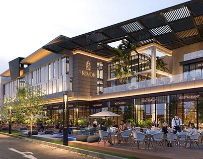 Restaurant Facade, Mall Facade, Shopping Mall Design, Retail Architecture, Medical Office Design, Strip Mall, Mall Design, Commercial Street, Mix Use Building