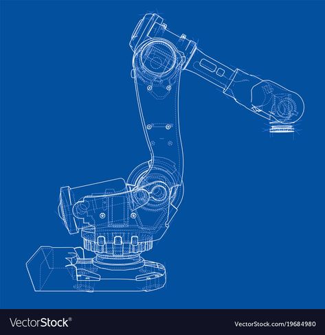 Robot Blueprints For 3d Modeling, Goddess Of The Underworld, Drawing Blue, Mechanical Engineering Design, Industrial Robots, Anatomy Models, Robot Illustration, Sketch Style, Image Vector