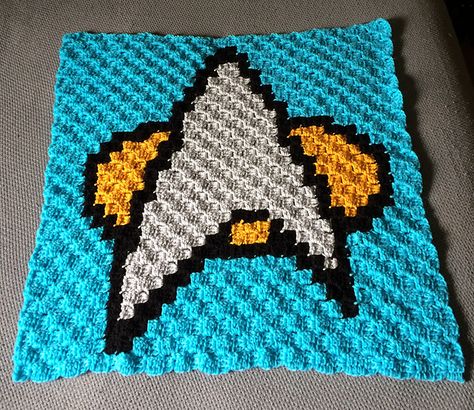 Ravelry: nanapatlee's Star Trek NG Blanket--Communicator Crochet Star Trek, Star Trek Nursery, Star Trek Crochet, Star Trek Crafts, Turquoise Yarn, The Crochet Crowd, Character Blankets, Yarn And Needles, Yarn Winder