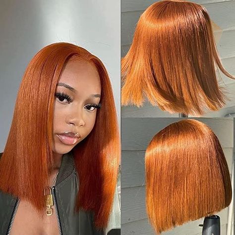 Ginger Lace Front Wig Human Hair Orange Color Straight Short Bob Wig Human Hair Wigs For Women Brazilian 4X4 Closure Wigs Human Hair Pre Plucked With Baby Hair YMSGIRL(10 inch) Ginger Bob Wig, Ginger Lace Front Wigs, Ginger Lace Front Wig, Orange Lace Front Wig, Lace Front Wigs Body Wave, 4x4 Lace Closure Wig, Wigs Body Wave, Hair Orange, Fire Orange