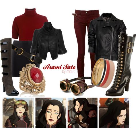 Asami Sato inspired outfits Asami Sato Inspired Outfits, Korra Inspired Outfits, Asami Sato Outfit, Atla Inspired Outfits, Asami Sato, Chic Black Outfits, Avatar Cosplay, Closet Cosplay, Movie Inspired Outfits