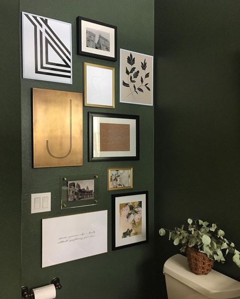 Heather Jennings on Instagram: “Our little laundry room/powder bath refresh is coming along and I’m so happy with the paint color ( @benjaminmoore backwoods)! I think…” Laundry Room Gallery Wall, Backwoods Paint Color, Room Gallery Wall, Powder Bath, Paint Color, So Happy, Laundry Room, Paint Colors, Gallery Wall