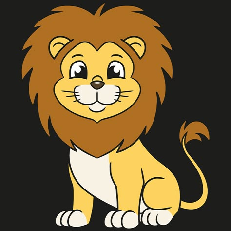 Easy Cartoon Lion step-by-step drawing tutorial: step 10 How To Draw Lion, Easy Drawing For Kids Step By Step, Easy Drawing Animals, Cute Lion Drawing Easy, Lion Easy Drawing, Cartoon Lion Drawing, How To Draw A Lion, Drawing Animals For Kids, Lion Drawing For Kids