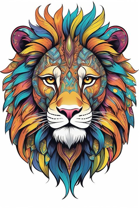 Celtic Lion, Lion Head Drawing, Flying Phoenix Tattoo, Lion Face Drawing, Most Beautiful Tattoos, Lion Mandala, Creative Wall Painting, Lion King Art, Geometric Design Art