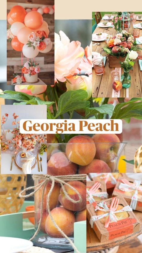 Peach Engagement Party, Peach Bridal Shower Ideas, Peach Party Theme, Peach Bachelorette Party, Peach Party Decorations, Peach Bridal Showers, Peach Baby Shower, 13 Birthday, Wedding Shower Themes