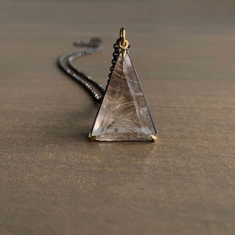 Green Sapphire Necklace, Triangle Jewelry, Jewels Diy, Smoky Quartz Pendant, Pink Sapphire Ring, Triangle Pendant, Newport Ri, Unusual Jewelry, Magic Book