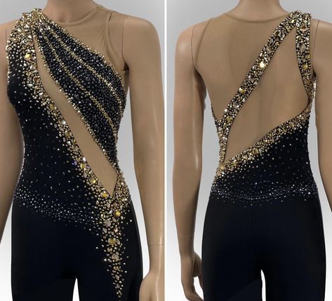 Black Leotard Costume, Freestyle Dance Costumes, Baton Twirling Costumes, Rhythmic Gymnastics Costumes, Twirling Costumes, Circus Outfits, Dance Unitard, Dance Costumes Dresses, Figure Skating Competition Dresses