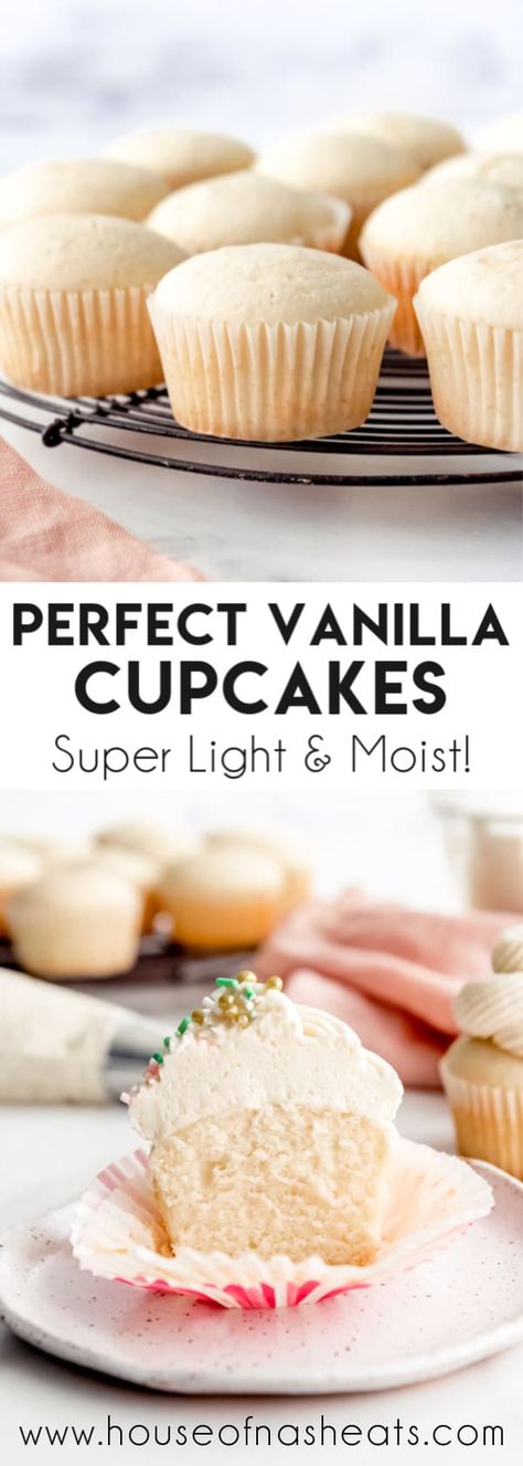 Forget the box mix, these easy, from-scratch Moist Vanilla Cupcakes really are the best ever. The recipe turns out amazing every time, and the sweet white cupcakes are perfect for everything from birthdays to baby showers, and weekends to weddings! #cake #cupcakes #vanilla #white #easy #best #moist #light #homemade #fromscratch #sourcream Best Ever Moist Vanilla Cupcakes, Best Cupcakes Ever Recipe, Best Vanilla Cupcakes Moist, Wedding Cupcakes Recipes Cake Mixes, Fluffy White Cupcake Recipe, The Best Vanilla Cupcake Recipe, Vanilla Cake Cupcakes, Home Made Vanilla Cupcakes, Homemade Vanilla Cupcakes From Scratch