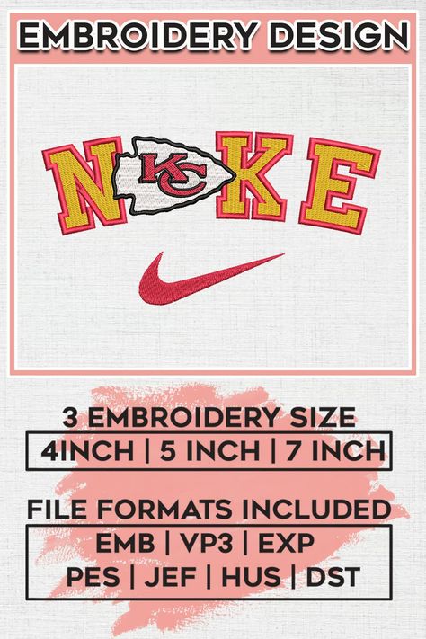 Ni.ke Kansas City Chiefs Embroidery Designs, NFL Chiefs , NFL Logo Embroidery Files, NFL Kansas City Chiefs Machine Embroidery Design, Digital Downlo - Payhip Tailgate Diy, Chiefs Embroidery, Nfl Chiefs, Kansas City Chiefs Logo, Nfl Merchandise, Chiefs Logo, Nfl Kansas City Chiefs, Nfl Logo, Nfl Fans