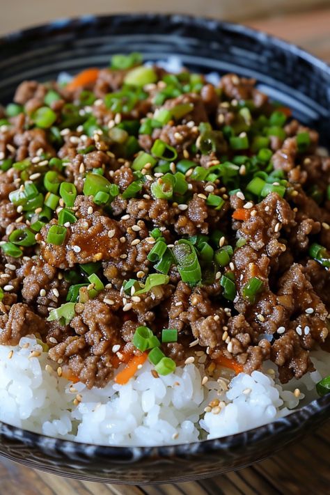 Discover Korean flavors with the Ground Beef Bulgogi recipe, a simple and quick option for dinner. Combining ground beef with the essence of a bulgogi bowl, it's perfect for a fast, homemade meal. Check out SimplyCalledFood.com for this Ground Beef Bulgogi recipe and other easy minced beef recipes. Beef Bulgogi Ground Beef, Healthy Beef Bulgogi, Korean Bulgogi Recipe Ground Beef, Spicy Beef Bulgogi Recipe, Ground Beef Bulgogi Recipe, Bulgogi Bowl, Asian Ground Beef, Ground Beef Bulgogi, Beef Bulgogi Recipe