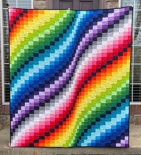 The Fleming's Nine: Rainbow Bargello with a Twist Throw Size Quilt, Bargello Quilt Patterns, Bargello Quilt, Bargello Quilts, Modern Rainbow, Rainbow Quilt, Quilts For Sale, Modern Quilt, Scrappy Quilts