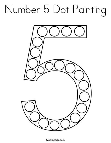 Number 5 Dot Painting Coloring Page - Twisty Noodle Learning Number 5 Preschool, Number 5 Dot Painting, Number 5 Coloring Page, Preschool Number 5 Activities, Dot Paint Numbers Free Printables, Number 5 Activities For Toddlers, Number 5 Crafts For Toddlers, Number 5 Preschool Activities, Number 5 Crafts For Preschoolers