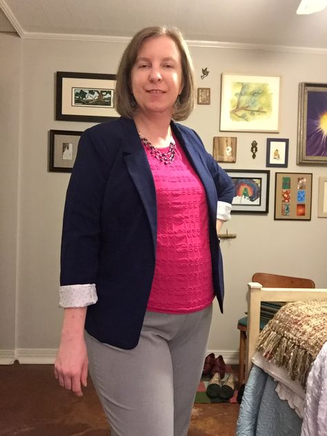 Kensie Rebekah Stretch Crepe Blazer in navy. Love it. I've paired it with a Kim Rogers top and pants here. It is just as cute in person as it is in the photos, love it and think it'll up my fashion game. Keeper. #Stitchfix Crepe Blazer, Busty Fashion, Elegant Ladies, Stitch Fix Stylist, My Fashion, Kim Rogers, Stretch Crepe, Elegant Woman, Stitch Fix