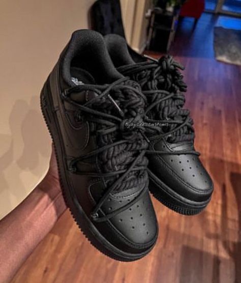 Nike Airforce 1 Custom, Black Af1, Bape Shoes, Custom Sneakers Diy, Nike Airforce 1, All Black Shoes, Kicks Shoes, All Nike Shoes, Master Piece