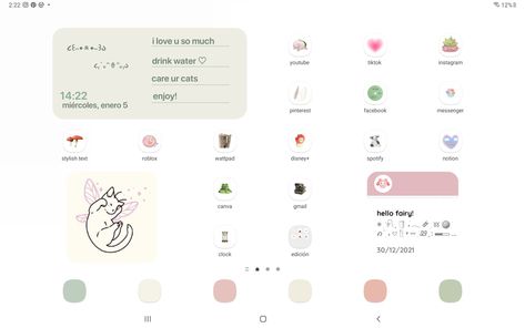 Aesthetic Samsung Tablet Layout, Tablet Theme Aesthetic, Android Tablet Homescreen Layout, Aesthetic Mac Homescreen, Samsung Tablet Homescreen Ideas, Tab Homescreen Ideas, Tablet Aesthetic Homescreen, Samsung Tablet Homescreen Layout, Tablet Theme Ideas
