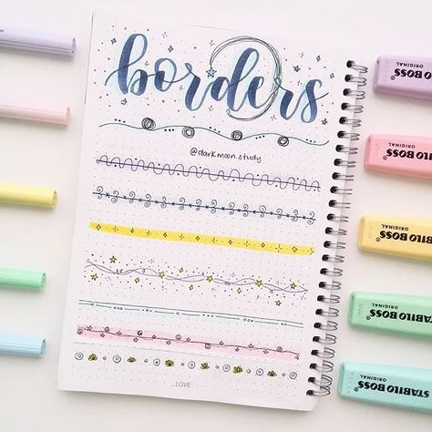 border ideas pt. 2 #notes #note #prettynotes #aesthetic #school #highlight #border #borders Lettering Stickers, Doodle Notes, Bullet Journal Notes, Math Notes, Dotted Notebook, Bullet Journal Mood, Signature Ideas, Bullet Journal Aesthetic, Pretty Notes