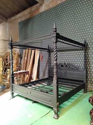 Gothic Bed Frame, Mahogany Bed, Gothic Bed, Victorian Bed, Wall Panels Bedroom, Queen Anne Style, Four Poster Bed, Superking Bed, Four Poster