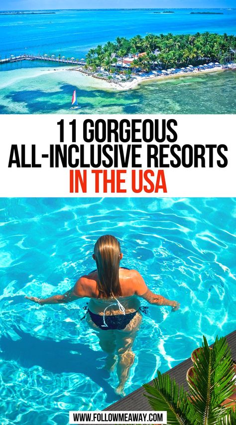 11 Gorgeous All-Inclusive Resorts In The USA Luxury Family Vacation Aesthetic, Blue Water Vacation, All Inclusive Vacations Couples, Affordable Trips In The Us, Best All Inclusive Resorts Carribean, Dream Vacation Destinations, Small Vacation Ideas, Dreams Natura Resort And Spa, Best All Inclusive Resorts For Adults In Usa