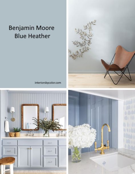 Benjamin Moore Blue Heather - Interiors By Color Benjamin Moore Heather Blue, Benjamin Moore Celestial Blue, Benjamin Moore Blue Heather Cabinets, Heather Blue Benjamin Moore, Blue Porcelain Benjamin Moore, Blue Heather Benjamin Moore Bedroom, Nelson Blue Benjamin Moore, Sheer Bliss Benjamin Moore, Bm Blue Heather