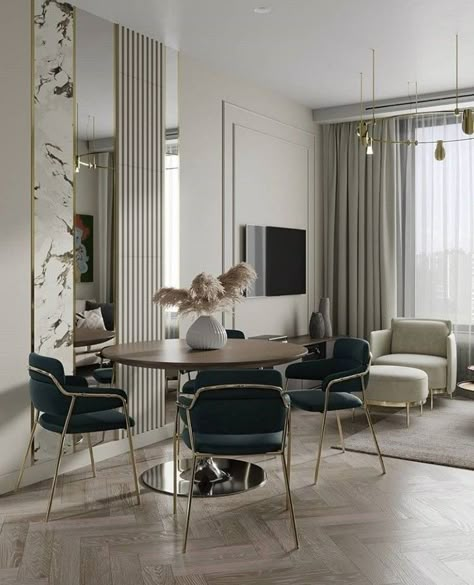 Living And Dining Room Designs, Luxury Dining Room Decor, Neoclassical Interior, Dinning Room Design, Hall Interior, Living Room Design Inspiration, Luxury Dining Room, Living Room Design Decor, Living Room Colors