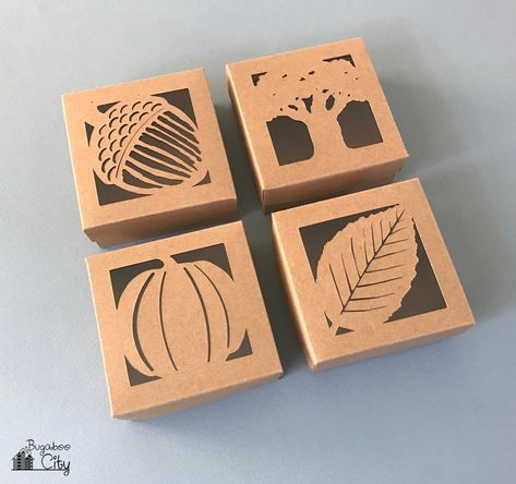 DIY Autumn Treat Boxes with free SVG Cut File Cricut Boxes, Treat Box Template, Fall Svg Files, Origami Templates, Acorn Leaf, Thanksgiving Projects, Fall Arts And Crafts, Silhouette Cards, Thanksgiving Svg