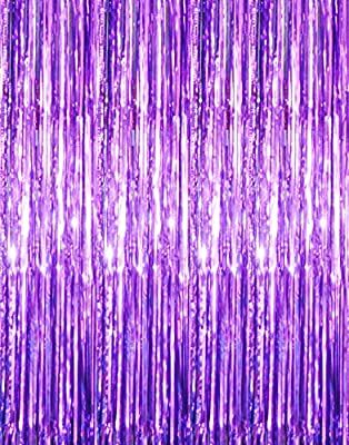 Amazon.com: GOER 3.2 ft x 9.8 ft Metallic Tinsel Foil Fringe Curtains for Party Photo Backdrop Wedding Decor (Purple,1 Pack): Home & Kitchen Purple Tinsel Backdrop, Euphoria Backdrop, Purple Party Aesthetic, New Year Eve Decorations, Curtain Backdrop Wedding, Tinsel Backdrop, Purple Decorations, Photo Backdrop Party, Purple Party Decorations