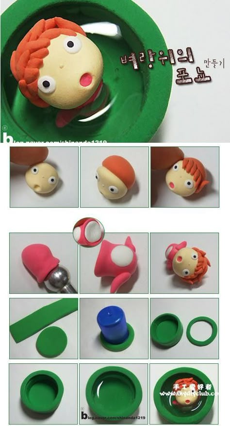 Step by Step Polymer Clay Figures/ chibi Studio Ghibli Crafts, Materi Bahasa Jepang, Polymer Clay Figures, Anime Crafts, Polymer Crafts, Cute Polymer Clay, Clay Figurine, Cute Clay, Clay Art Projects