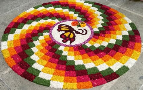 Onam Pookalam 3d designs, Onam Festival 3d Pookalam Design, Pookolam Design Onam Theme, Pookkalam Designs Onam For Competition, Ona Pookkalam Design, Onapookalam Designs For Competition, Athapookalam Designs For Competition, Onam Kolam With Flowers, Pookolam Design Onam, Pookolam Design