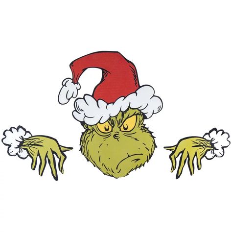 Today Buy 16 inch tall Festive Fence Sitters Dr. Seuss the Grinch as Santa Christmas Decoration at Walmart.com Fence Sitters, Grinch Face Svg, Grinch Santa, Cute Christmas Wallpaper, Christmas Icons, Christmas Drawing, Christmas Plush, Grinch Christmas, The Grinch